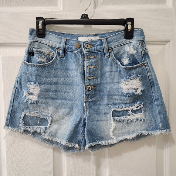 KanCan High Waist Distressed Shorts - Picture 1 of 7